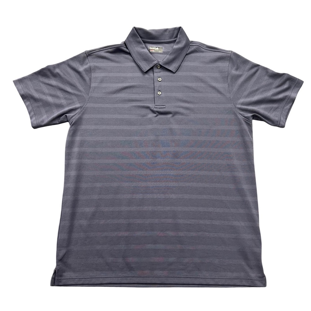 Bolle Polo Shirt Mens XL Gray Striped Short Sleeve Performance Golf Top